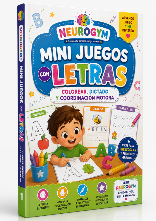 Neurogym Mini Juegos con Letras: Colorear, Dictado y Coordinación Motora