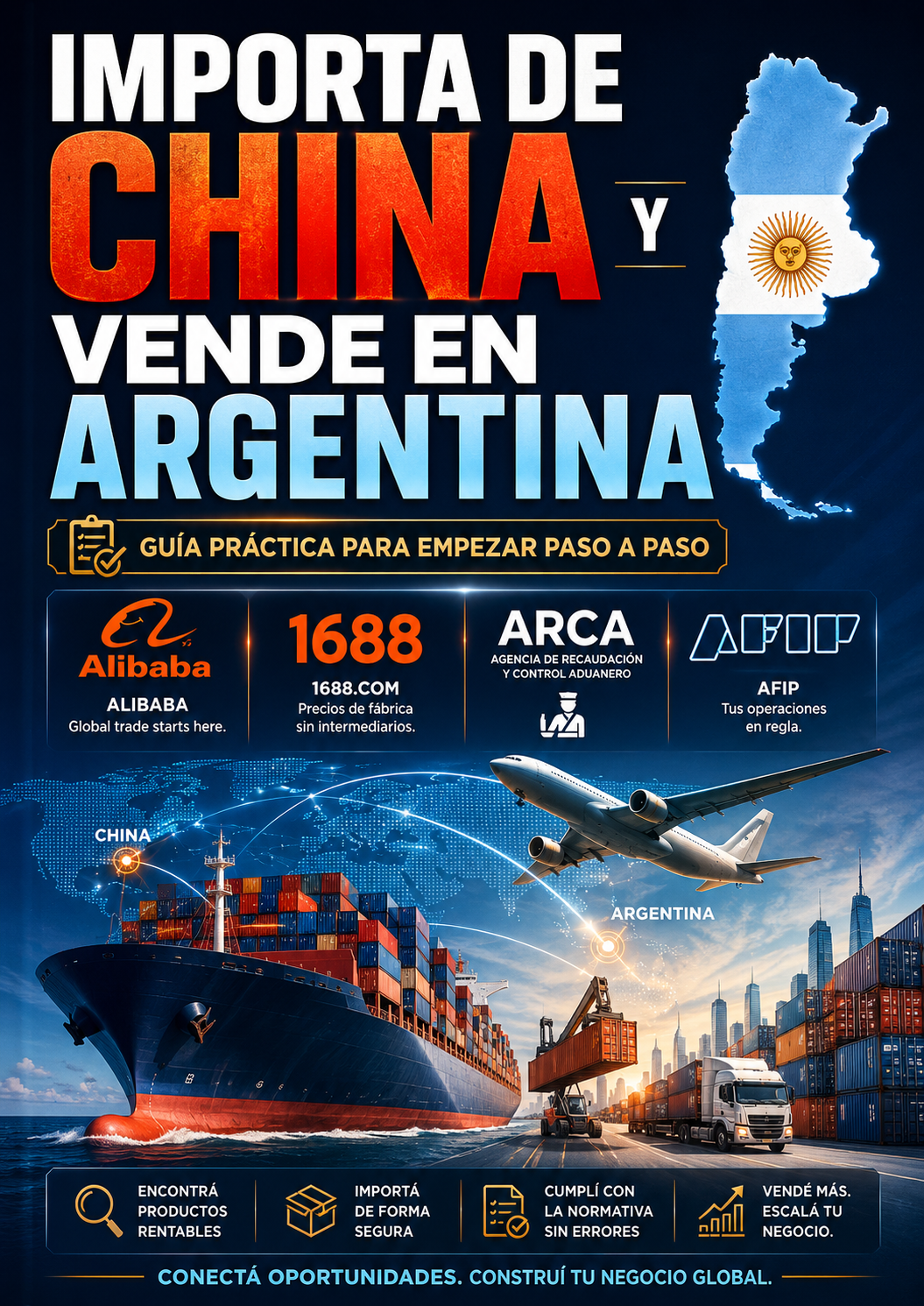 Importá de China Desde Cero: Guía Práctica para Comprar en Alibaba, 1688 y Vender en Argentina